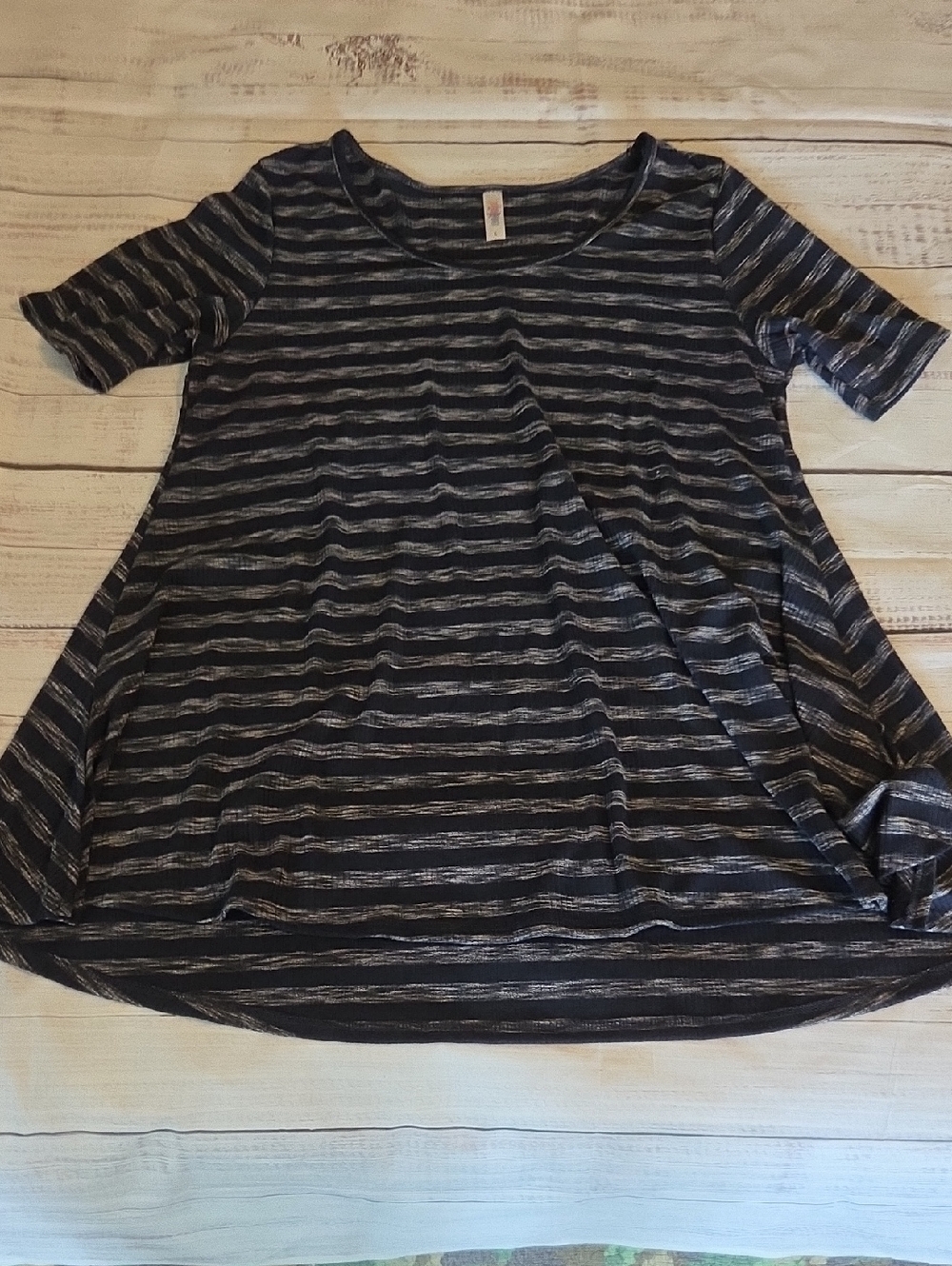 LuLaRoe Navy and Gray Striped Swing Tunic